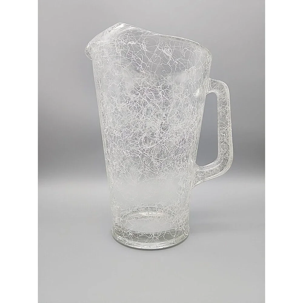 Vintage Hazel Atlas Glass Spaghetti Drizzle String Glass Beverage Pitcher Heavy